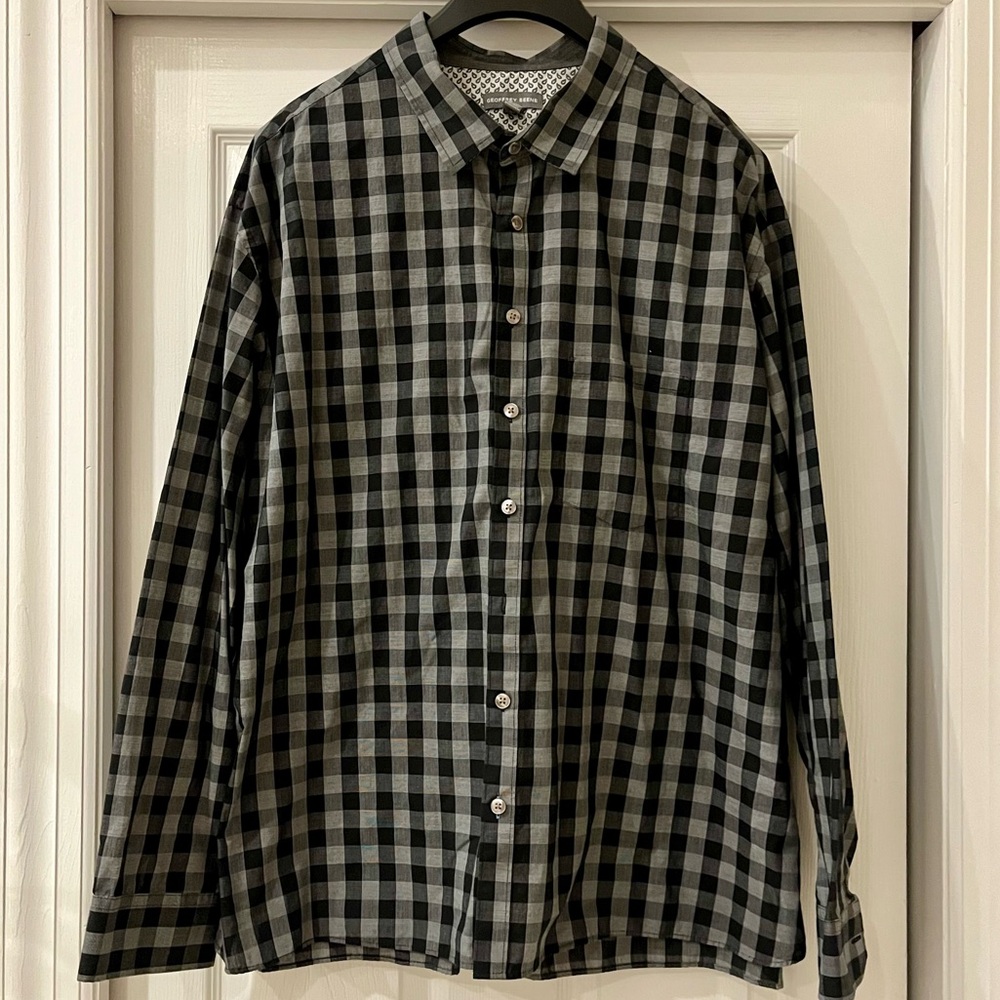 Men's Geoffrey Beene Black and Gray Checkered Shirt
